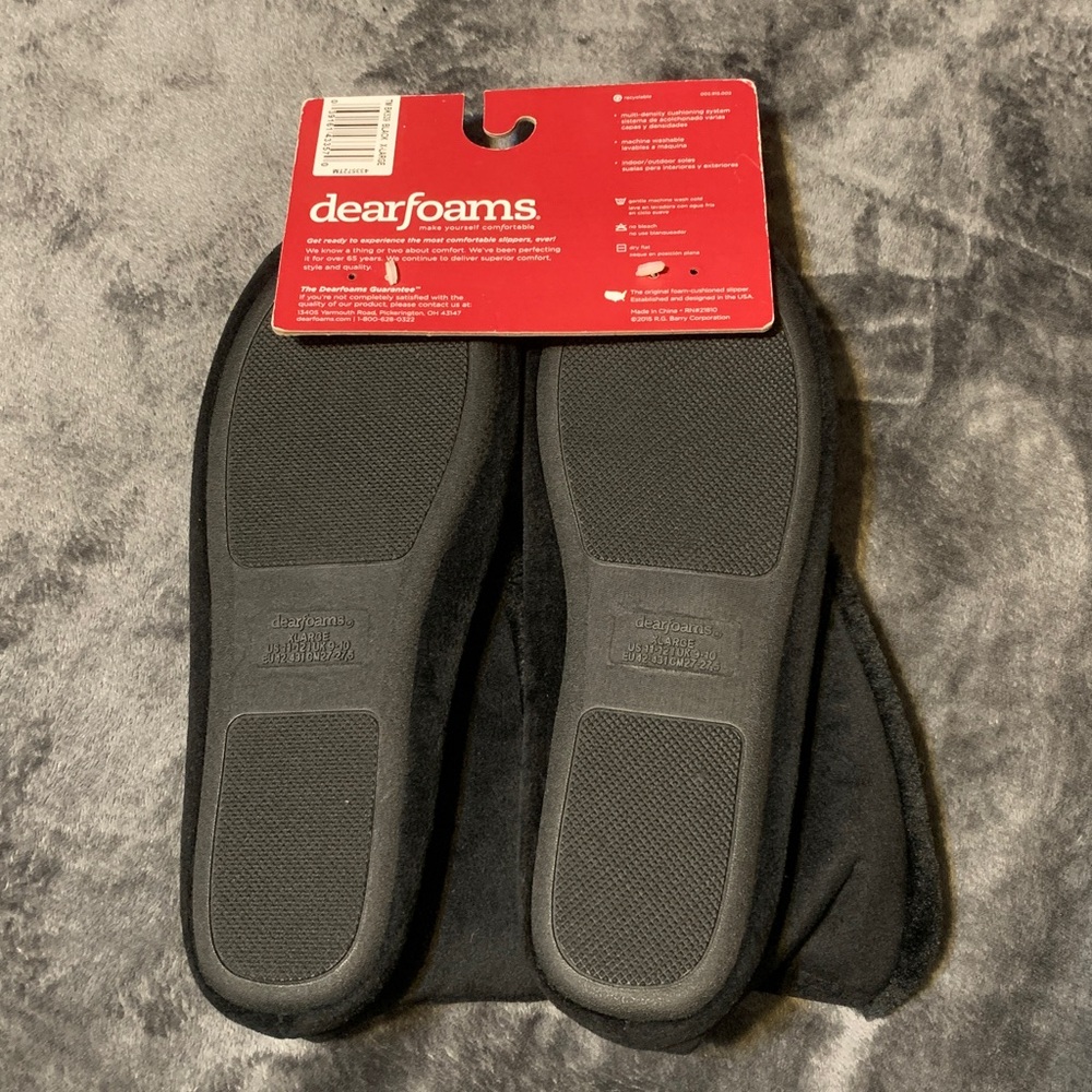 DEARFOAMS- Woman’s Black Plush Slip-On Slippers (XL) - Picture 4 of 7